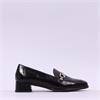Wonders Alondra Block Heel Link Loafer - Dark Brown Leather